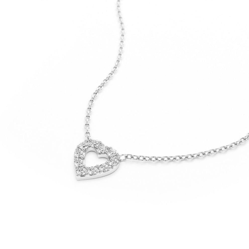 Pavé Lab Grown Diamond Mini Heart Necklace - MSBLUE Jewelry