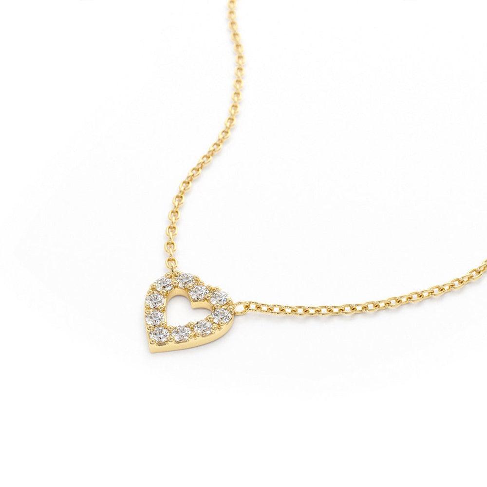 Pavé Lab Grown Diamond Mini Heart Necklace - MSBLUE Jewelry