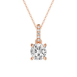 Cushion Cut Moissanite Hidden Halo with Moissanite Bail Fashion Pendant Necklace