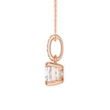 Cushion Cut Moissanite Hidden Halo with Moissanite Bail Fashion Pendant Necklace