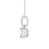 Cushion Cut Moissanite Hidden Halo with Moissanite Bail Fashion Pendant Necklace