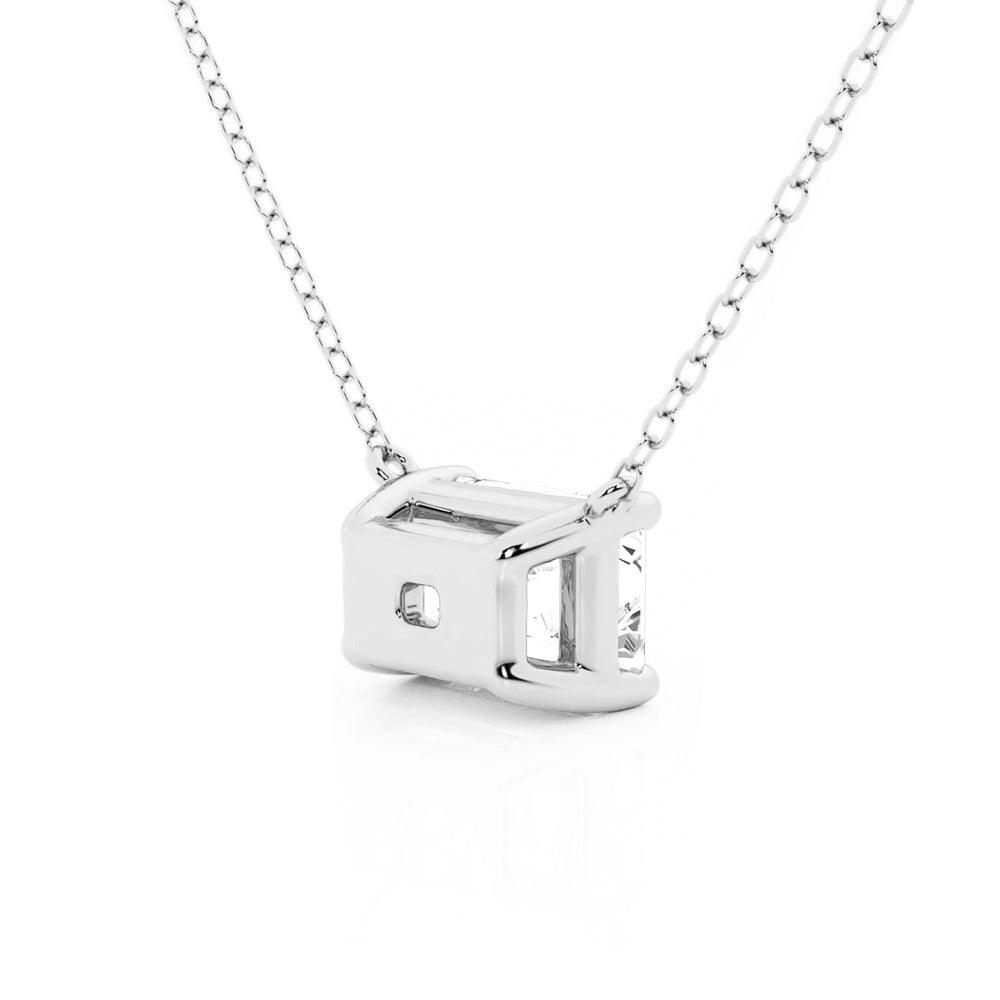 East-West Emerald Cut Moissanite Solitaire Necklace - MSBLUE Jewelry