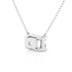 East-West Emerald Cut Moissanite Solitaire Necklace - MSBLUE Jewelry