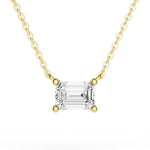 East-West Emerald Cut Moissanite Solitaire Necklace - MSBLUE Jewelry