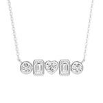 1 CT. Multi-Shape Moissanite Bezel Five Stone Fashion Pendant Necklace - MSBLUE Jewelry