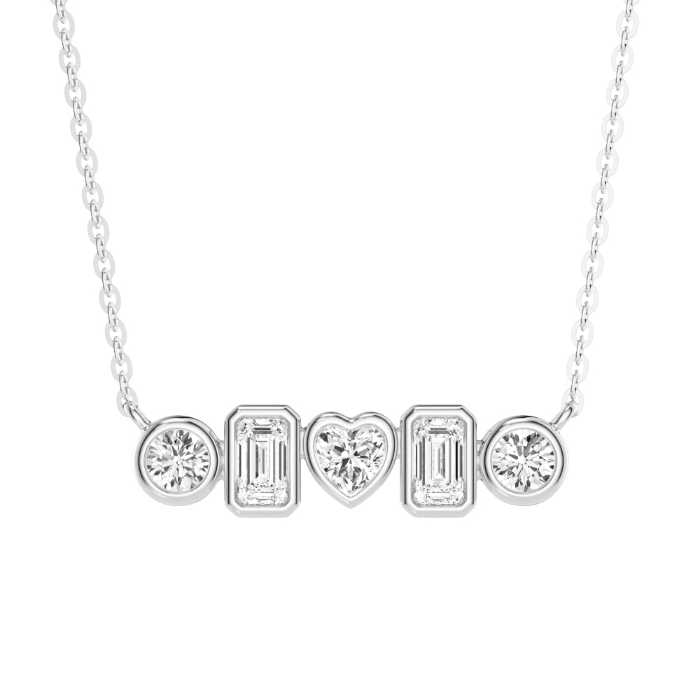 1 CT. Multi-Shape Moissanite Bezel Five Stone Fashion Pendant Necklace