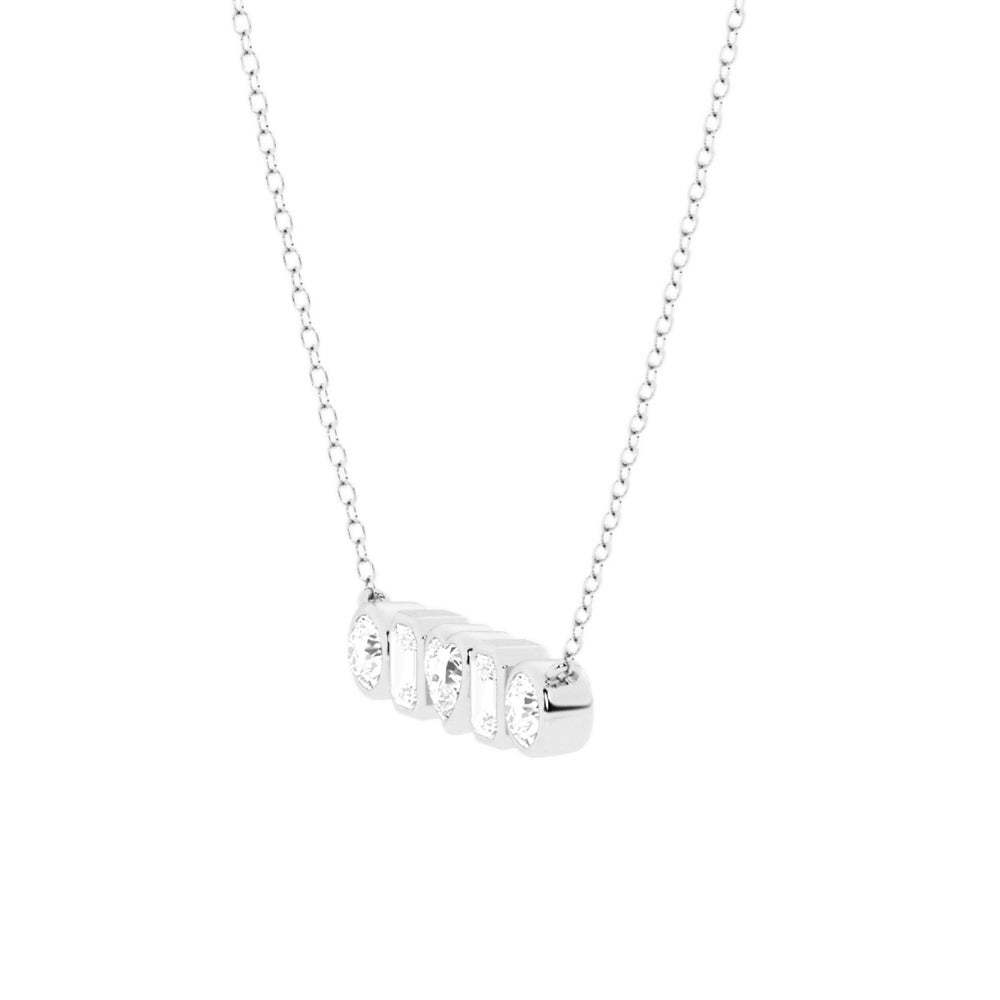 1 CT. Multi-Shape Moissanite Bezel Five Stone Fashion Pendant Necklace