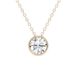 1 CT. Round Cut Moissanite Bezel-Set Pendant Necklace - MSBLUE Jewelry