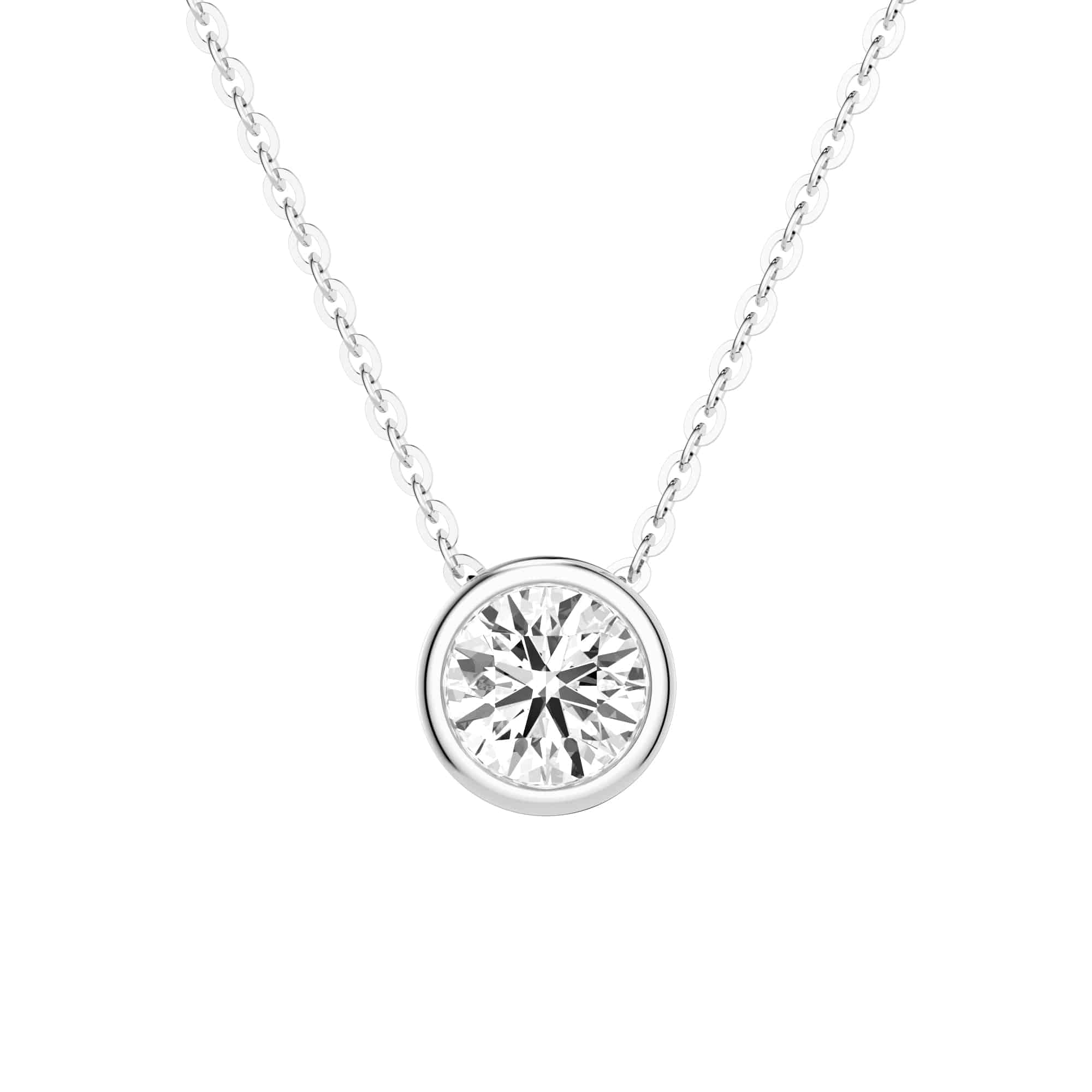 1 CT. Round Cut Moissanite Bezel-Set Pendant Necklace - MSBLUE JEWELRY