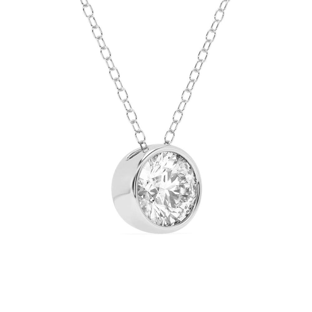 1 CT. Round Cut Moissanite Bezel-Set Pendant Necklace - MSBLUE Jewelry