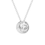 1 CT. Round Cut Moissanite Bezel-Set Pendant Necklace - MSBLUE Jewelry