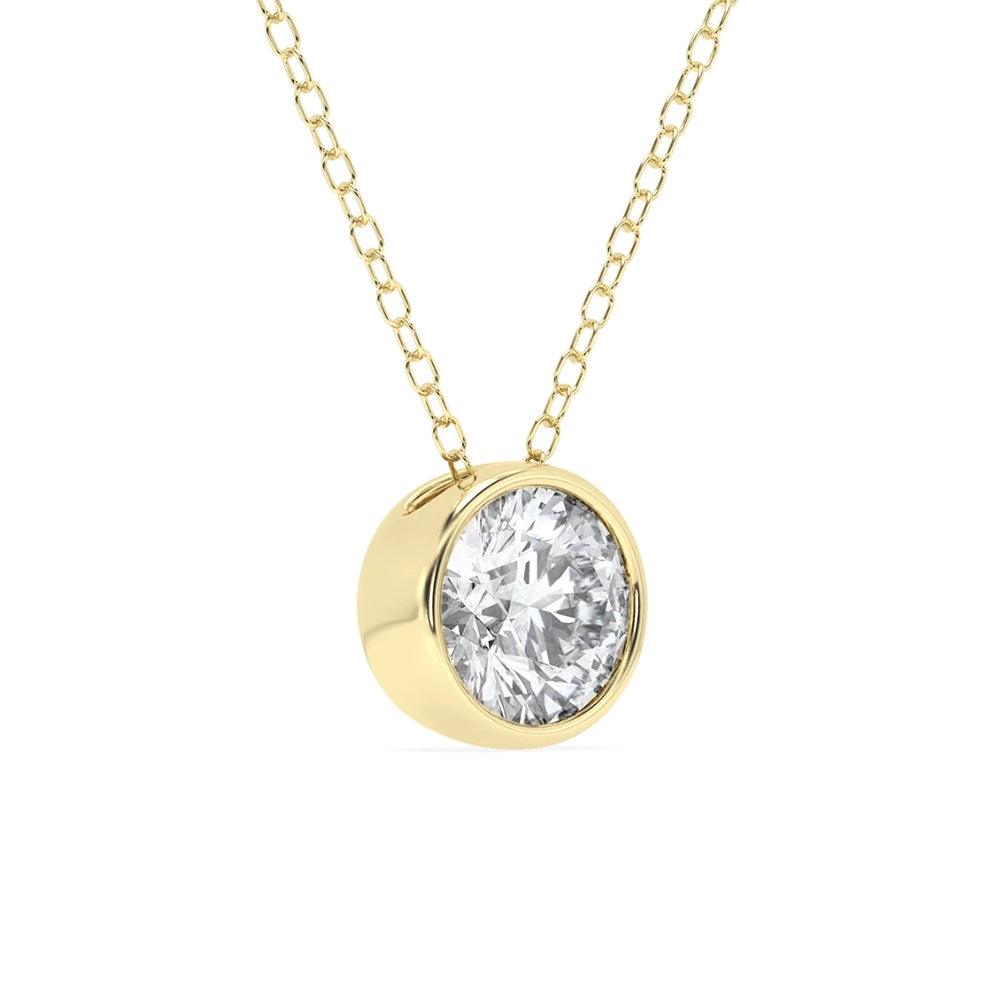 1 CT. Round Cut Moissanite Bezel-Set Pendant Necklace - MSBLUE Jewelry