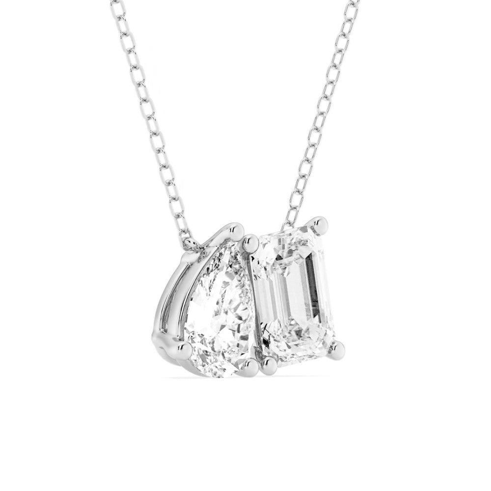 Toi Et Moi Emerald Cut & Pear Cut Pendant Necklace - MSBLUE Jewelry