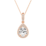 Fancy Pear Shape Halo Moissanite Pendant Necklace