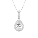 Fancy Pear Shape Halo Moissanite Pendant Necklace