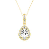 Fancy Pear Shape Halo Moissanite Pendant Necklace