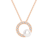 5mm Freshwater Pearl Moissanite Circle Fashion Pendant Necklace