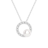 5mm Freshwater Pearl Moissanite Circle Fashion Pendant Necklace