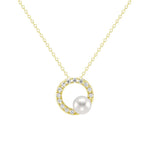 5mm Freshwater Pearl Moissanite Circle Fashion Pendant Necklace - MSBLUE Jewelry