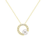 5mm Freshwater Pearl Moissanite Circle Fashion Pendant Necklace