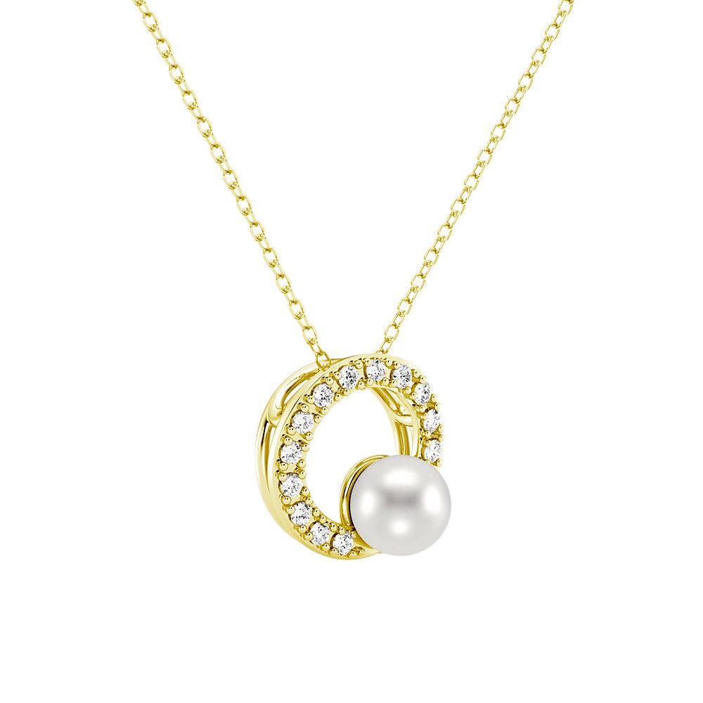 5mm Freshwater Pearl Moissanite Circle Fashion Pendant Necklace - MSBLUE Jewelry