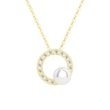 5mm Freshwater Pearl Moissanite Circle Fashion Pendant Necklace