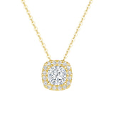 Cushion Cut Pavé Moissanite Halo Pendant Necklace