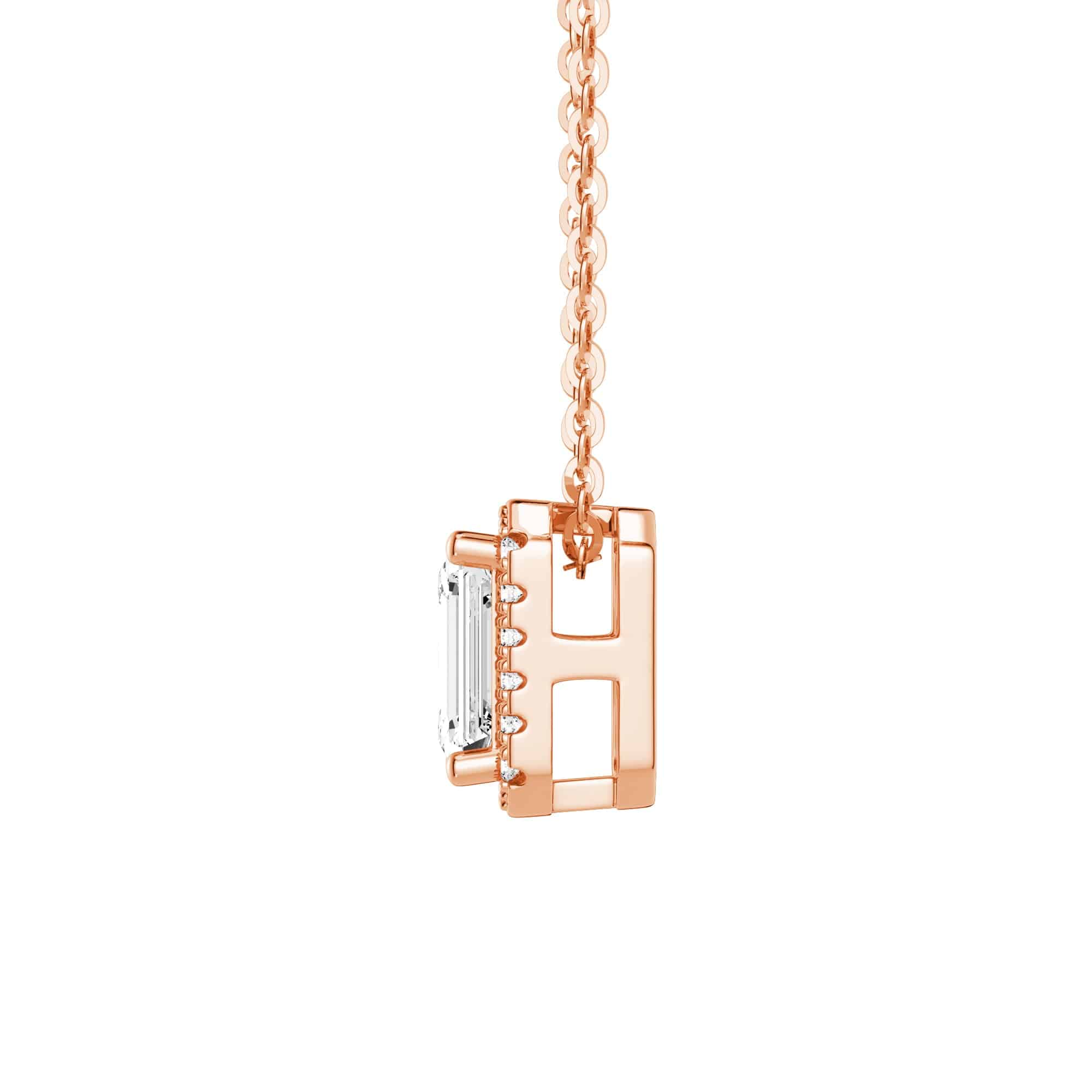 Emerald Cut Pavé Moissanite Halo Pendant Necklace - MSBLUE JEWELRY