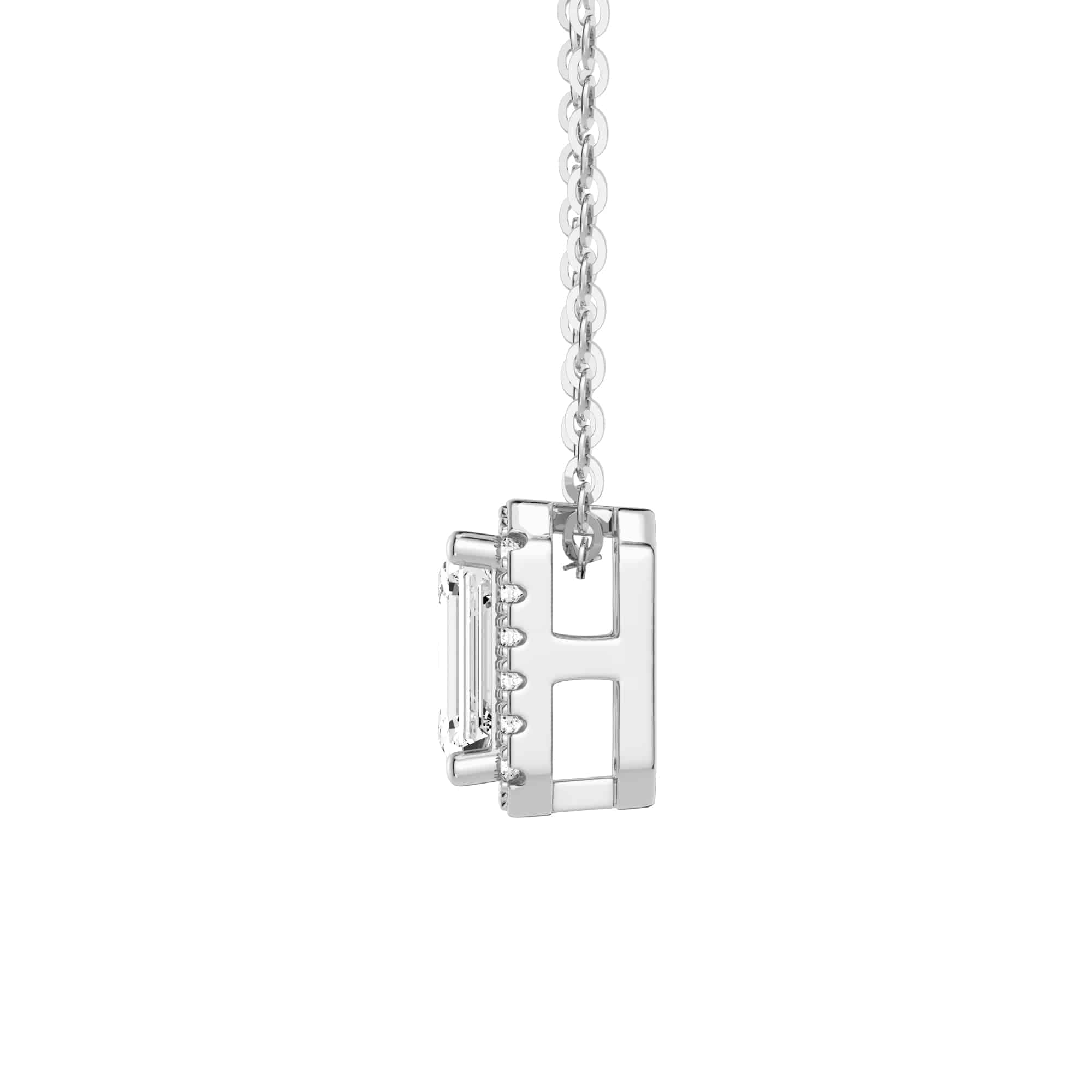 Emerald Cut Pavé Moissanite Halo Pendant Necklace - MSBLUE JEWELRY