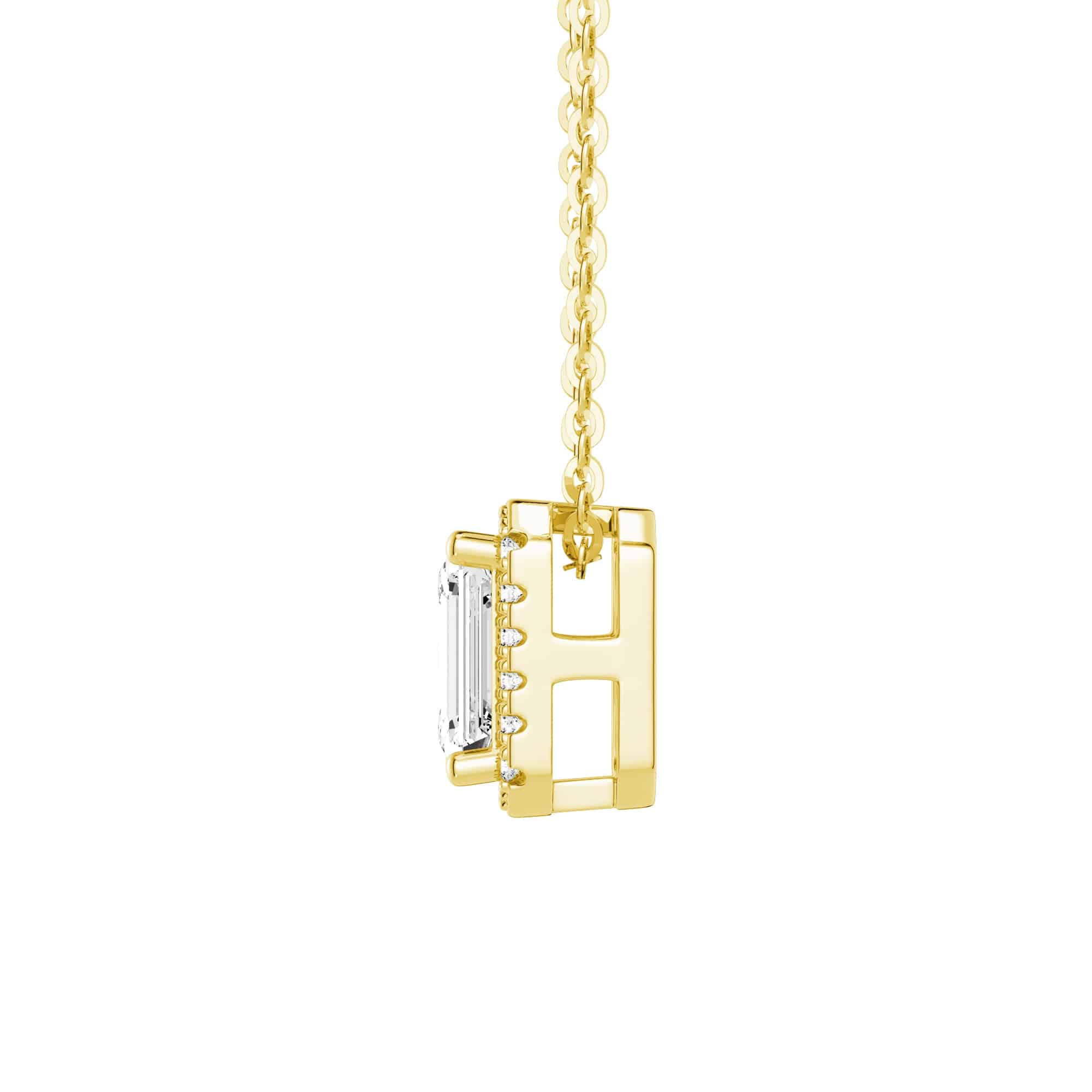 Emerald Cut Pavé Moissanite Halo Pendant Necklace - MSBLUE JEWELRY