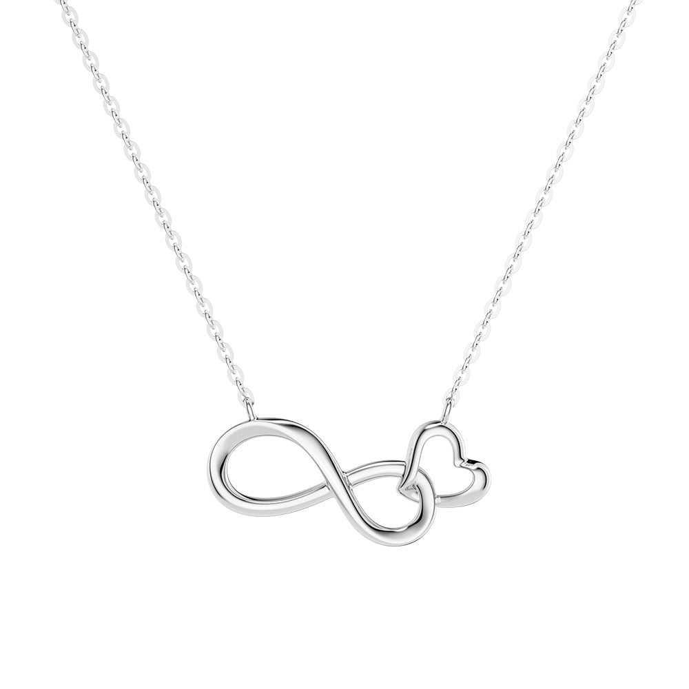 Two Tone "Infinite Love" Heart Link Infinity Necklace