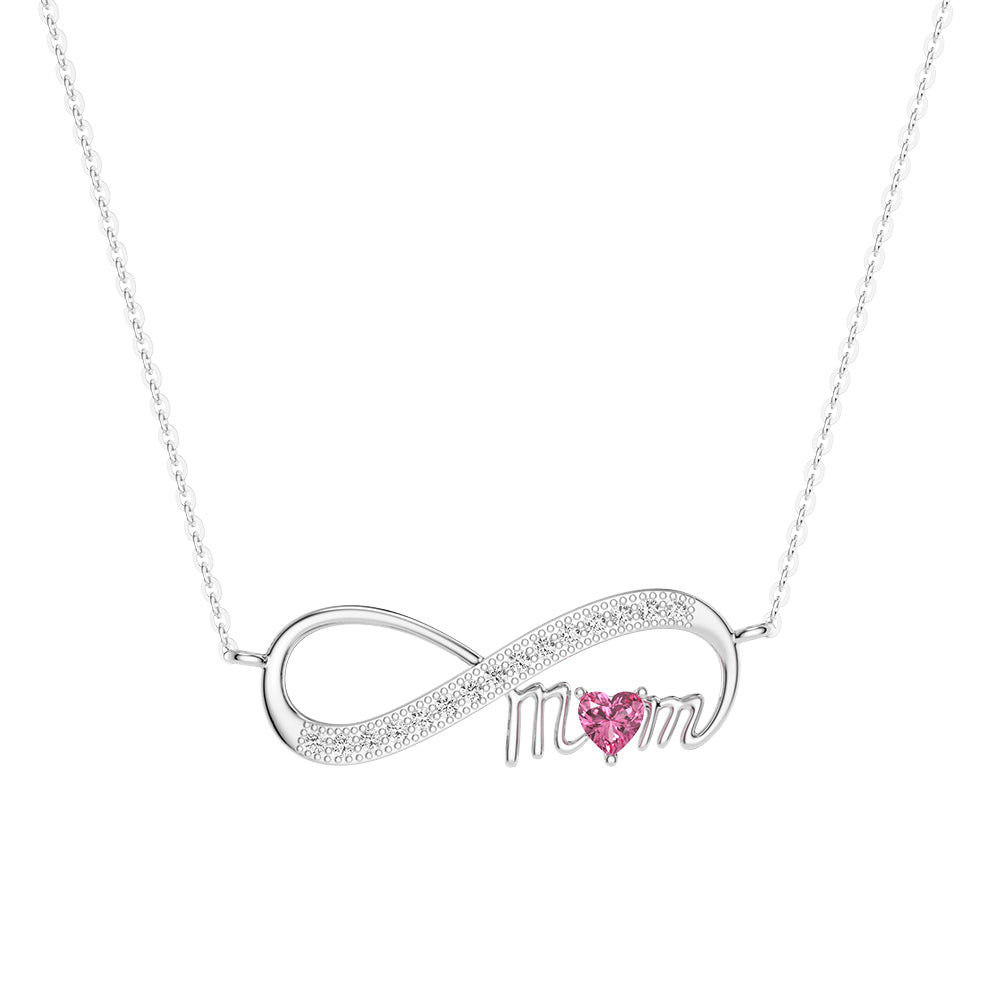 "Infinite Love" Mom's Heart Shaped Birthstone Necklace