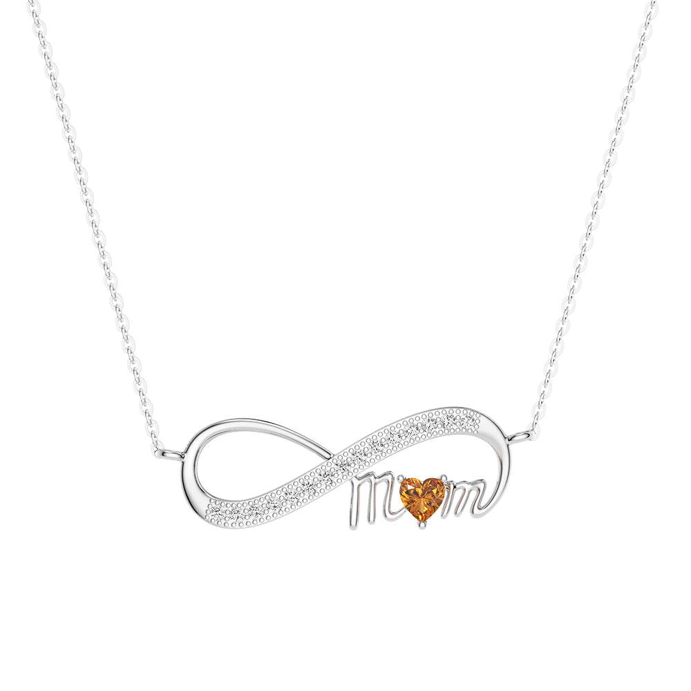 "Infinite Love" Mom's Heart Shaped Birthstone Necklace