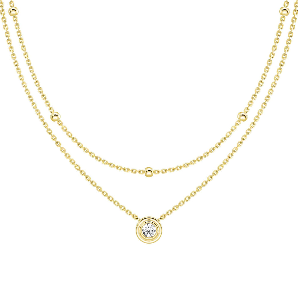 Layered Round Lab Grown Diamond Necklace - MSBLUE JEWELRY