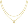 Layered Emerald Cut Lab Grown Diamond Necklace - MSBLUE JEWELRY