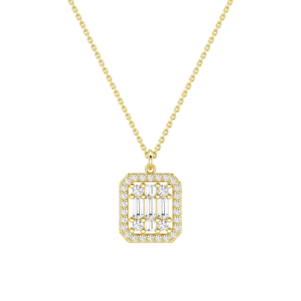 Infinity Halo Lab Grown Diamond Rectangular Cluster Necklace - MSBLUE JEWELRY