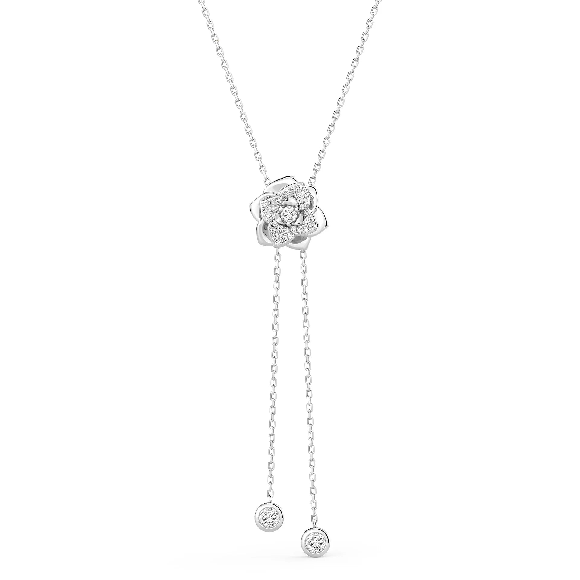 Moissanite Rose Tassel Pendant Necklace