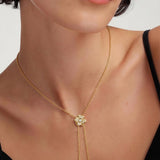 Moissanite Rose Tassel Pendant Necklace