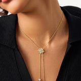 Moissanite Rose Tassel Pendant Necklace
