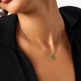 Verdant Emerald Cut Pendant Necklace