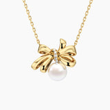 Pearl Bow Pendant Necklace