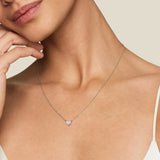 Pink Mother of Pearl & Moissanite Heart Pendant Necklace