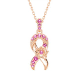 “Blossom Of Hope” Pink Ribbon Breast Cancer Awareness Necklace