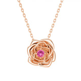 "Radiant Hope" Rose Pendant Necklace with Pink Sapphire