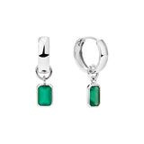 Bold Huggie Hoops & Lab Grown Emerald Charms Set