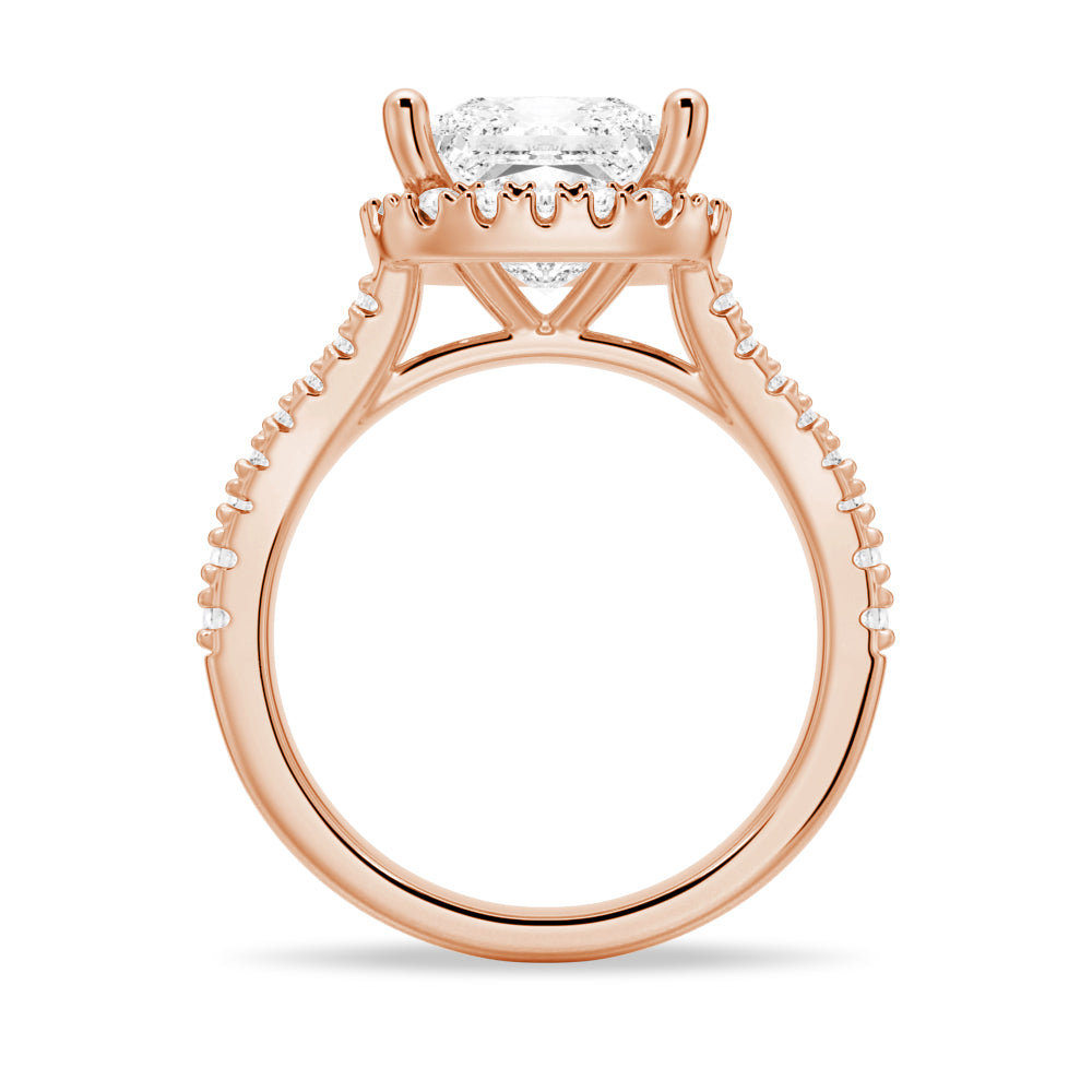 3 CT. Silver Halo Princess Cut Moissanite Engagement Ring