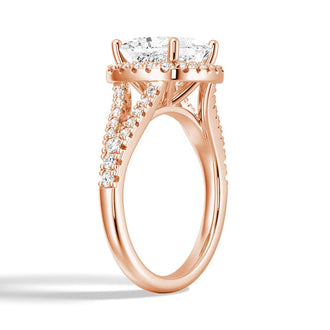Halo Princess Cut Moissanite Engagement Ring With Split Band - MSBLUE JEWELRY