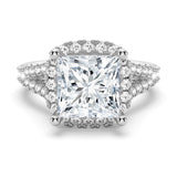 3 CT. Halo Princess Cut Moissanite Engagement Ring With Split Band