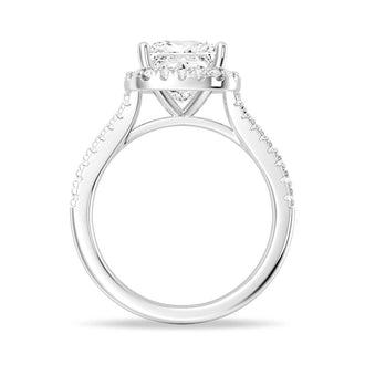 Halo Princess Cut Moissanite Engagement Ring With Split Band - MSBLUE JEWELRY