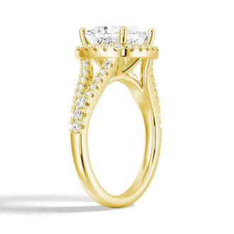 Halo Princess Cut Moissanite Engagement Ring With Split Band - MSBLUE JEWELRY